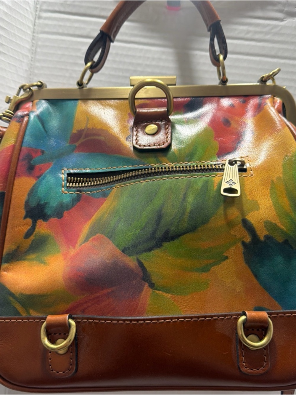 RARE Patricia Nash Eloise Convertible Frame Bag Watercolor Floral & butterflies - Picture 2 of 12